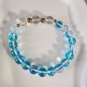 Stretchy Beaded Aura Quartz Bracelet